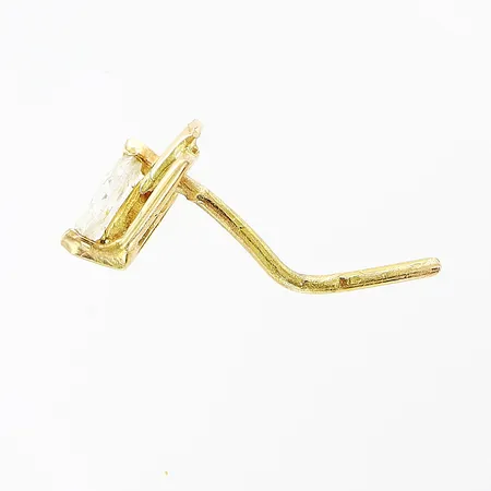 Enstaka örhänge/piercingsmycke 7x5mm, vit sten, stopp saknas, 18K Vikt: 0,4 g