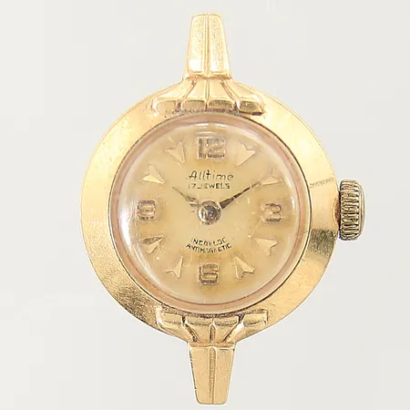 Damur Alltime 18K, Ø19mm, manuell, skadat plexiglas, saknar armband, går ej, inga tillbehör