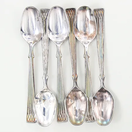 Kaffeskedar 6st, modell Arvsilver, längd 11,4cm, silver 830/1000 Vikt: 58,7 g