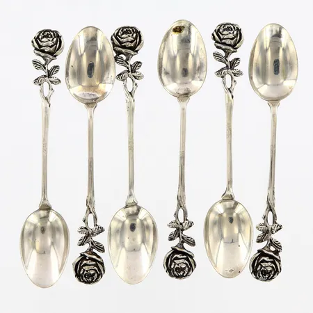 6 moccaskedar, ca 9cm, 830/1000 silver Vikt: 34,2 g