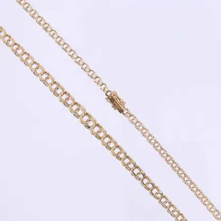 Halskedja doserad Bismarck 43cm bredd 3,5-6mm svenska stämplar 18K Vikt: 13 g