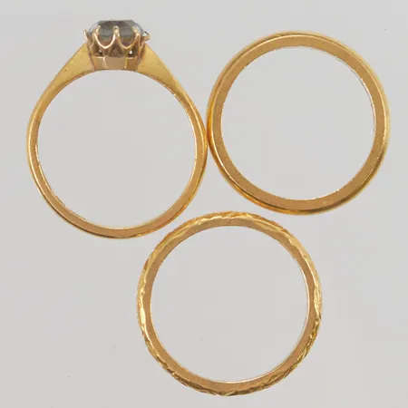 3 Ringar, gravyrer, 23K 12,6g.