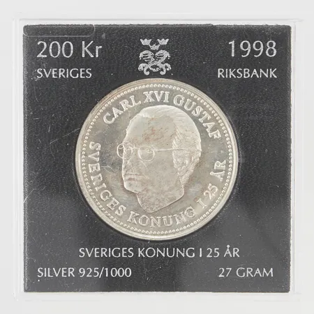 Minnesmynt, nominellt värde 200kr, 1998, etui, 925/1000 Silver 27g.