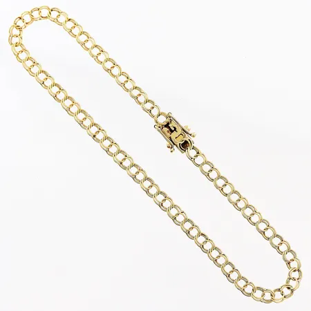 Armband Bismarck, 19cm, bredd 3mm, lås greppar dåligt, 18K Vikt: 2,9 g