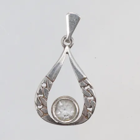 Hänge med vit sten 13x23mm silver 835/1000 Vikt: 1,4 g