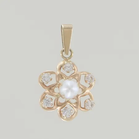 Hänge med pärlor, längd 2 cm, bredd 1 cm, 14K Vikt: 0,6 g