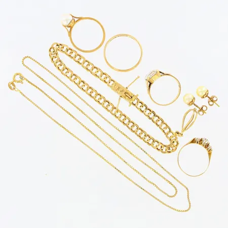 Diverse guld med stenar/pärlor, 18K Vikt: 26 g