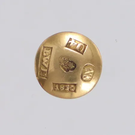 Knapp, Ø9,6mm, stämplad LWF, år 1850, 18K  Vikt: 0,8 g