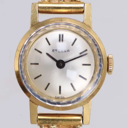 Damur, Eterna, 14K, manuell, 19mm, boettnr 5099657, x-länk i 18K, länkens längd inklusive ur 17cm, inga tillbehör, brv: 25,3g