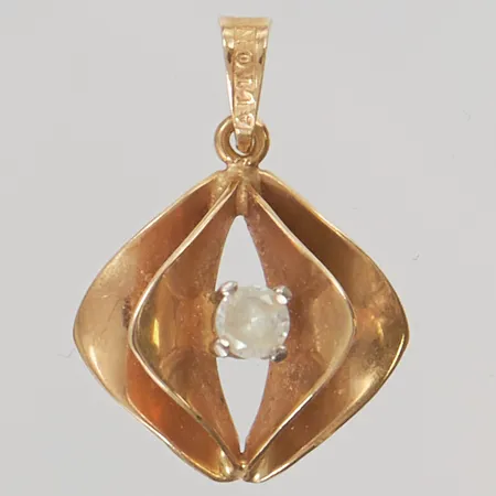 Hänge 15mm, vit sten, 18K 1,4g.