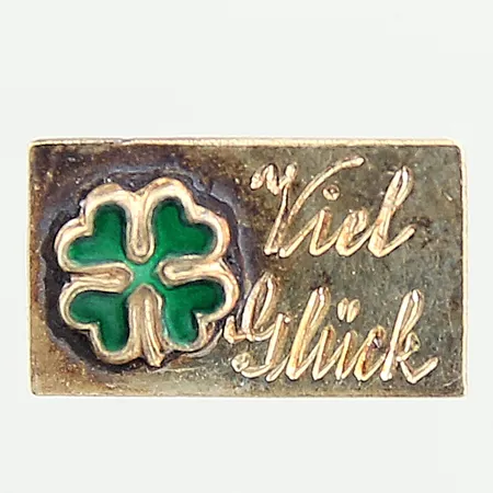 Bricka, 12x7mm, emaljdetaljer, gravyr, 14K  Vikt: 0,7 g