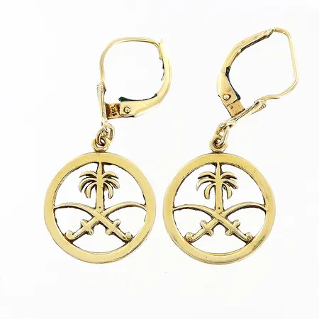 Ett par örhängen 36x15mm, defekter på fästen, 14K Vikt: 2,6 g