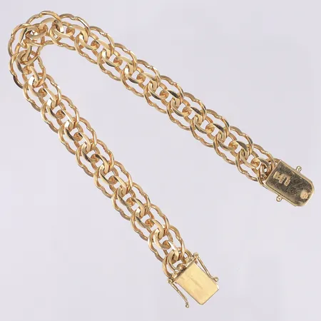 Armband Bismarck 19cm, bredd 10mm, svenska stämplar, 18K Vikt: 20,4 g