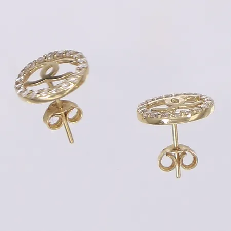 Ett par örhängen med vita stenar Ø12mm obs ej märkesvara 14K Vikt: 1,4 g