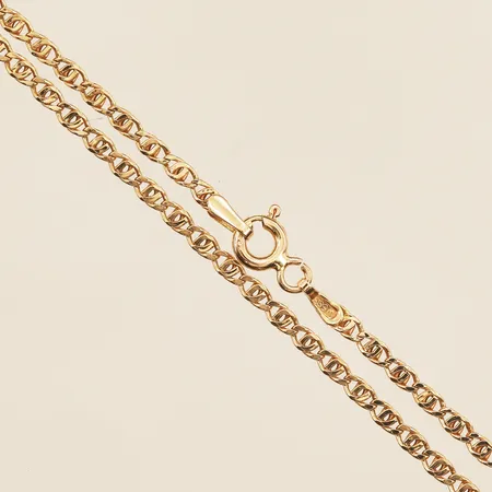 Halskedja, längd 50,5cm, bredd ca 2mm, 14K Vikt: 2,5 g