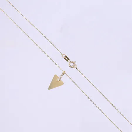 Halscollier ankarlänk med vita stenar längd 41cm bredd 1-20mm 18K Vikt: 1,8 g