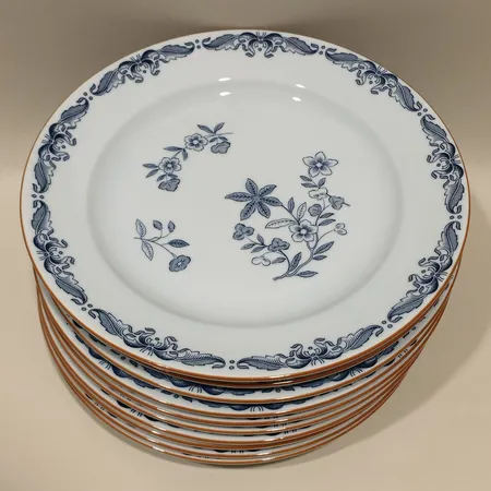 Tio assietter Ostindia, formgiven av Anna Lerinder, Rörstrand, Ø21cm, en med glasyrdefekt på undersida, porslin, 