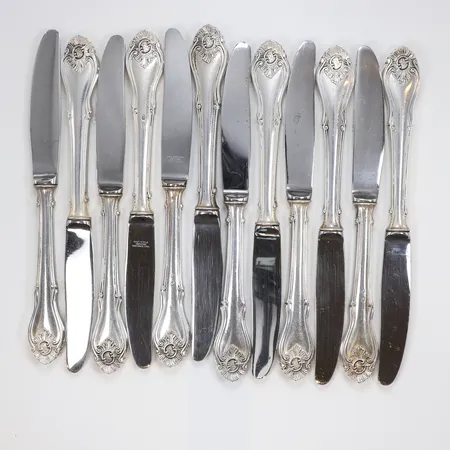 12 knivar, 19cm, silver, 830/1000, bruttovikt 713g Vikt: 713 g