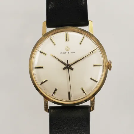 Armbandsur Certina, 18K, Ø34mm, manuell, gravyr, defekt läderarmband, 