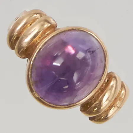 Ring ametist Ø18, bredd:4-12mm, 18K 7,5g.