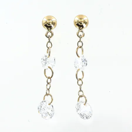 Ett par örhängen, vita stenar, 28mm, bredd 3,5-5mm, 18K Vikt: 1,3 g