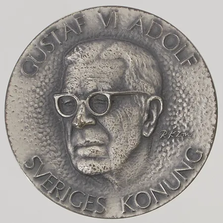 Minnesmynt, Gustav VI Adolf, etui, 999/1000 Finsilver 55,9g.