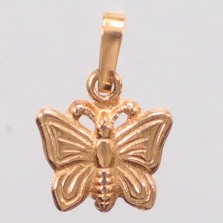 Hänge fjäril, längd 1,5cm, bredd 1cm, 14K. Vikt: 0,5 g