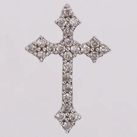 Hänge kors diamanter 24 x ca0,01ct, 18mm, vitguld, 18K  Vikt: 0,9 g