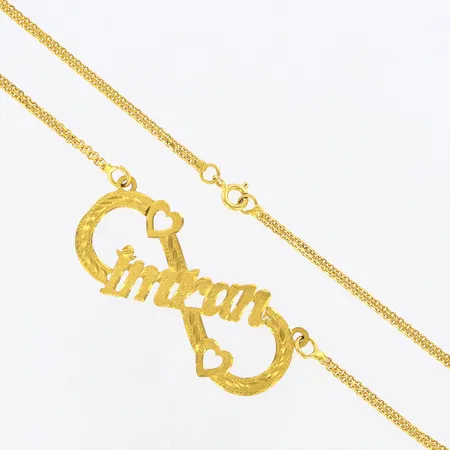 Collier med namn, 39,5cm, bredd: 2-22mm, 21K  Vikt: 8,7 g