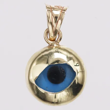 Hänge öga blå sten, 15mm, buckla på baksidan, 14K  Vikt: 0,6 g