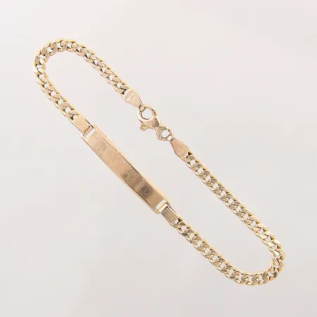 Armband Pansar med bricka, längd 17cm, bredd 3,3-5mm, repig, 18K Vikt: 4,6 g