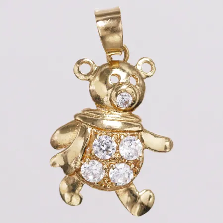 Hänge nallebjörn vita stenar, 22mm, 18K  Vikt: 0,9 g