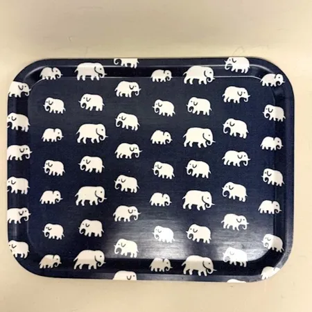 Bricka Elefant, design Estrid Ericson, Svenskt Tenn, blå, mått 36x28cm, fläckar, bruksslitage Skickas med paket.