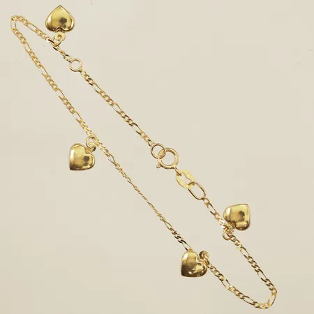 Armband Figaro med hjärtan, längd 16cm, bredd 1,2-8,5mm, GHA, 18K  Vikt: 1,1 g