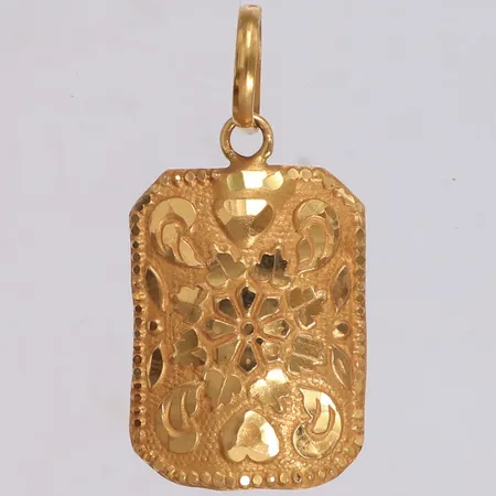 Hänge med mönster, längd 42,7mm, bredd 20mm, ojämnheter, 21K Vikt: 2,8 g