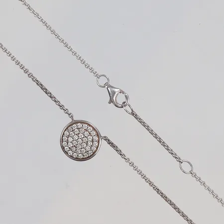 Collier med vita stenar, Thomas Sabo, längd 44cm, 1-11mm, silver, 925/1000 Vikt: 5,9 g