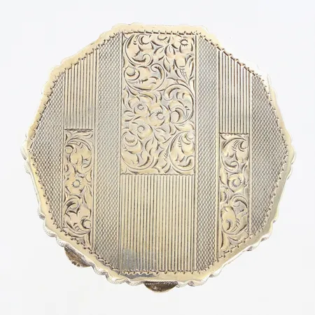 Puderdosa med spegel  8x8cm, Silver 835/1000 Vikt: 102,8 g