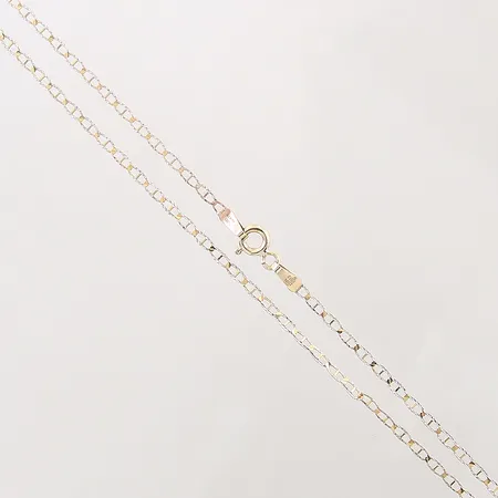 Kedja, längd 45,5cm, bredd 2mm, delvis vitguld, 10K Vikt: 1,5 g