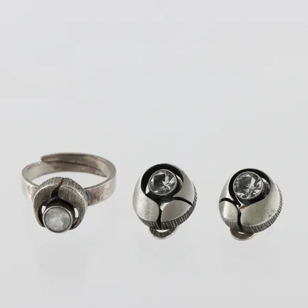 Ring + örhängen paret med clips,silver 925/1000,Laine Finland Vikt: 7 g
