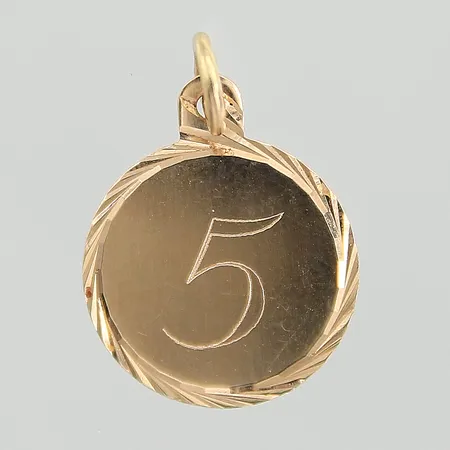 Hänge, längd: 16mm, bredd: 4,8-12,9mm, gravyr, 18K  Vikt: 0,7 g