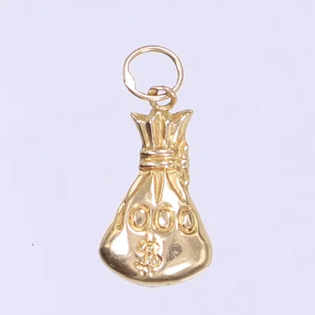 Hänge pengapåse längd inkl ögla 20mm bredd 10mm bucklig 18K Vikt: 0,7 g