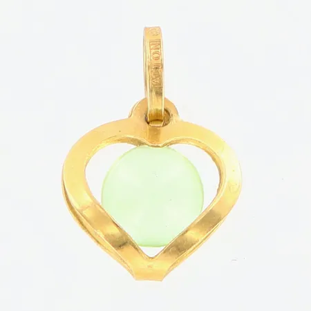 Hänge med ljusgrön sten, ca 12mm, 18K