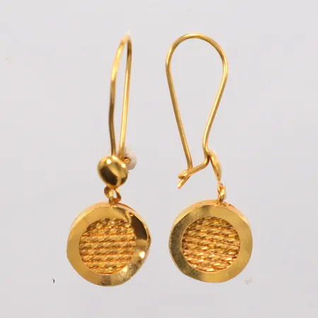 Ett par örhängen längd 4cm, Ø12,9mm, stor skada , 21K Vikt: 4,6 g