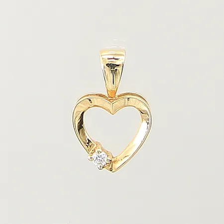 Hänge, hjärta med diamant ca 0,02ct, 14x9mm, 18K  Vikt: 0,8 g
