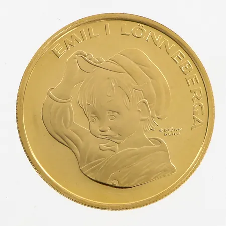 Mynt, 5 dollars, Elizabeth II 2016, Niue Island, Emil i Lönneberga, Ø 21mm, plastetui, 21,6K Vikt: 3,4 g