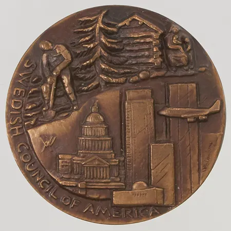 Minnesmedalj, Swedish council of America, 1976, brons, etui.