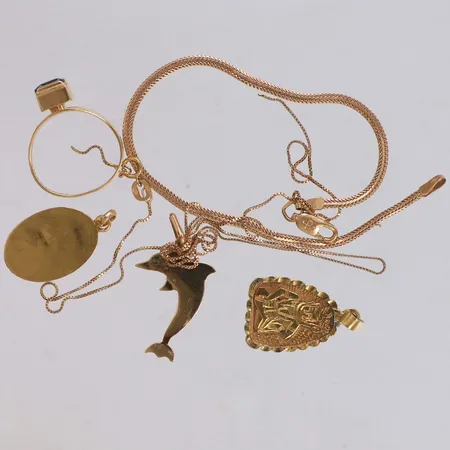 Diverse guld, sten, defekt, 18K Vikt: 13,6 g