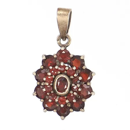 Hänge med granater längd inkl ögla 25mm bredd 15mm förgyllt silver 925/1000 Vikt: 2,5 g