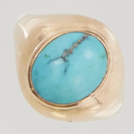 Ring turkos Ø17¾, bredd:15mm, 18K 4,7g.