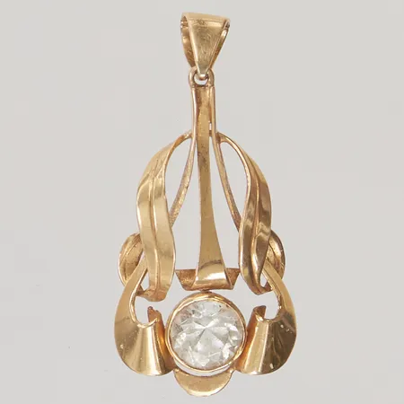 Hänge 30mm, vit sten, 18K 3,0g.